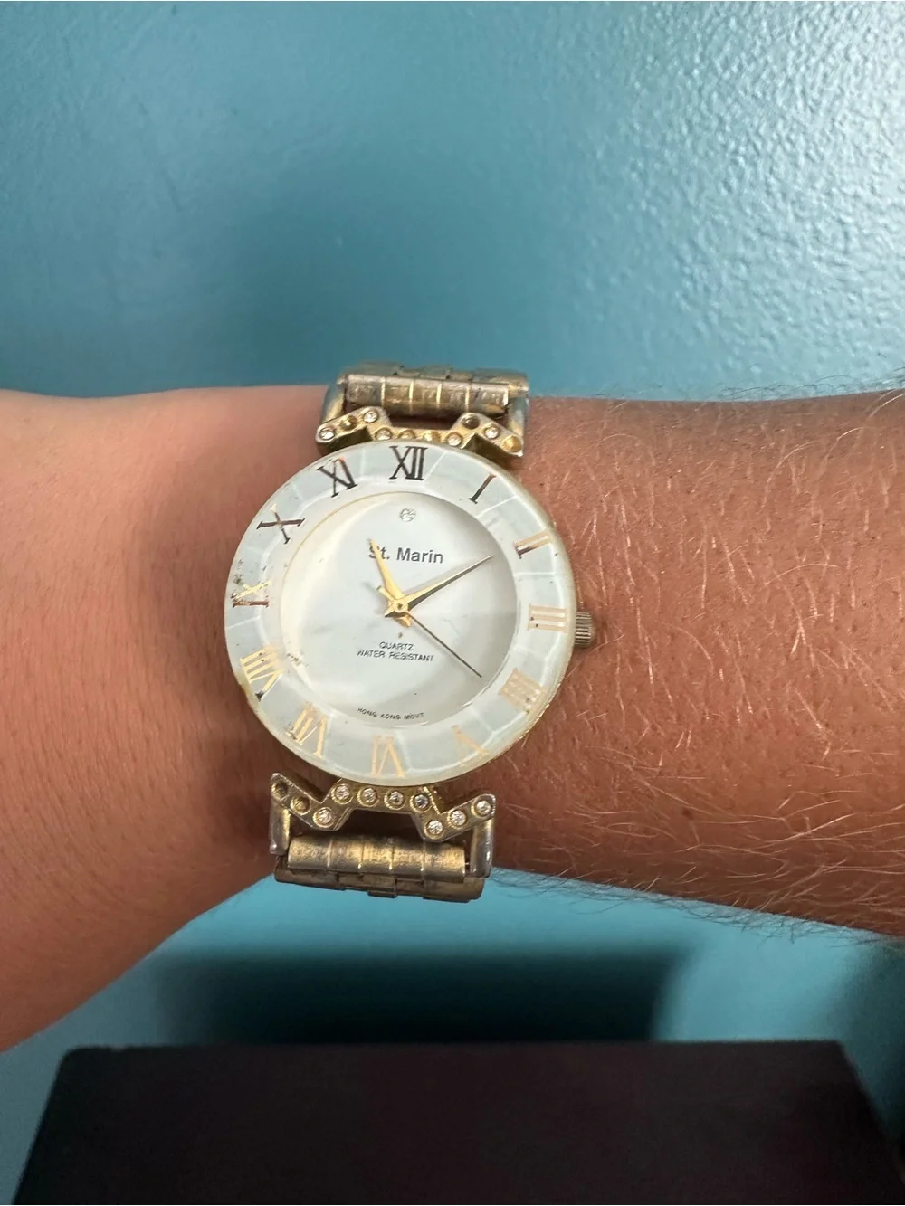 St. Marin Gold-Tone Roman Numeral Bracelet Watch - White Dial